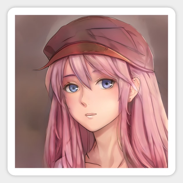 Pink Hair Anime Girl With Hat Magnet by animegirlnft